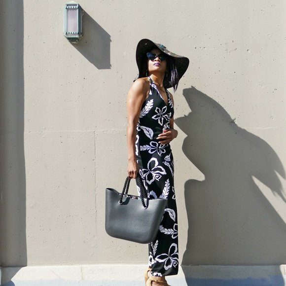 Vintage Lauren Ralph Lauren BnW Tropical Print Maxi Dress - Picture 6 of 8